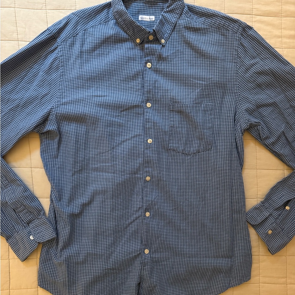 Steven Alan Navy Checkered Button Down Shirt